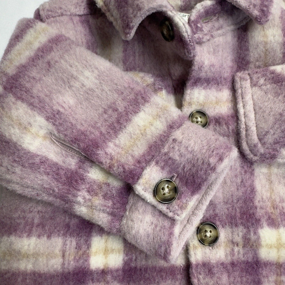 Carter's Plaid Sherpa Lined Shacket Girls Size 9 Months Purple Lavender - Picture 4 of 8